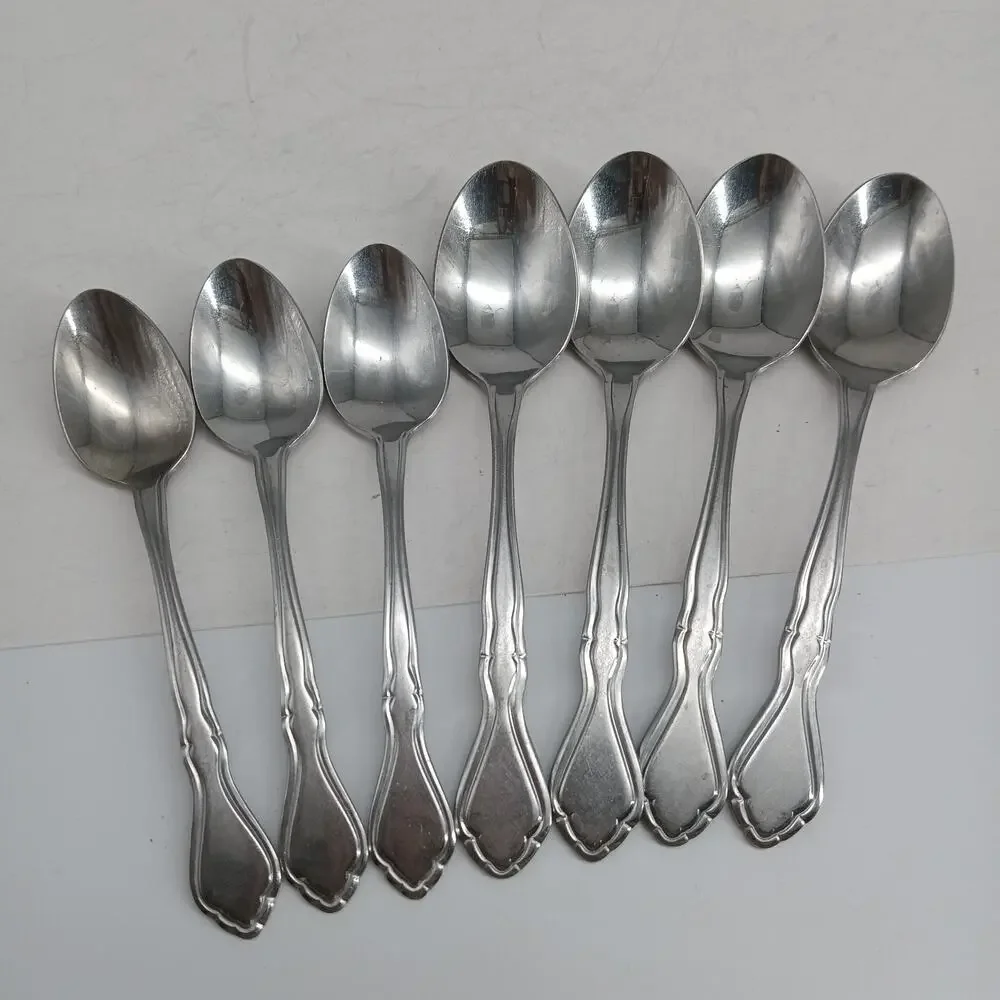 7X Spoons Washington Forge SPRING MEADOW Stainless Flatware Table TEASPOONS